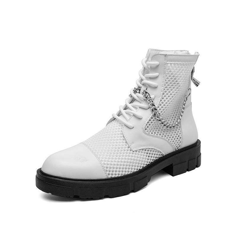 

Large size breathable boots men s 2025 summer breathable men s boots hollow mesh men s boots 3leather shoes 46 білий
