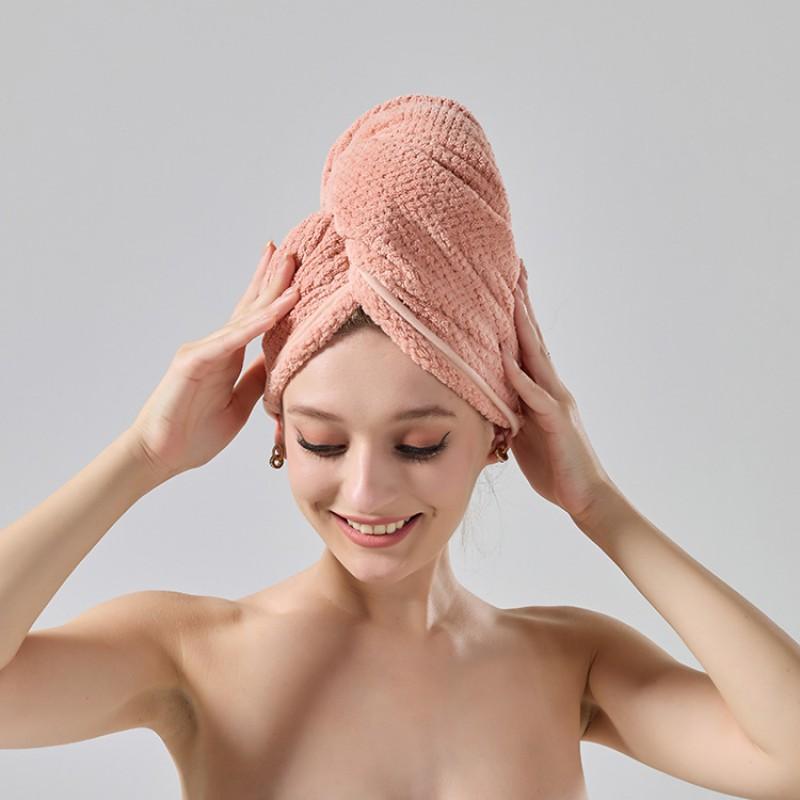 Ultra Absorbent Coral Fleece Hair Drying Turban Women - Thickened Pineapple Grid Non-Shedding Quick Dry 70 cm 105 cm