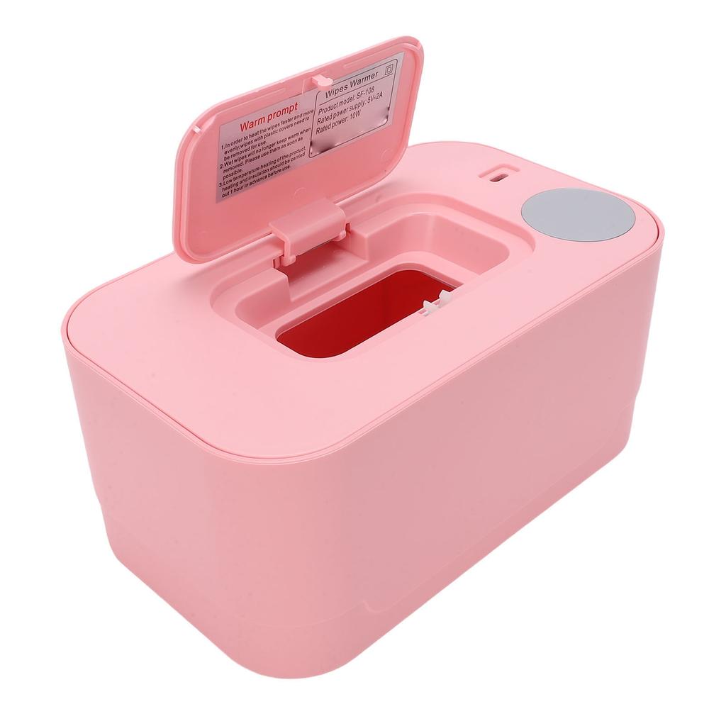 Baby Wipe Warmer Large Capacity Baby Wipe Warmer Holder Dispenser USB Rechargeable for Travel Pink
