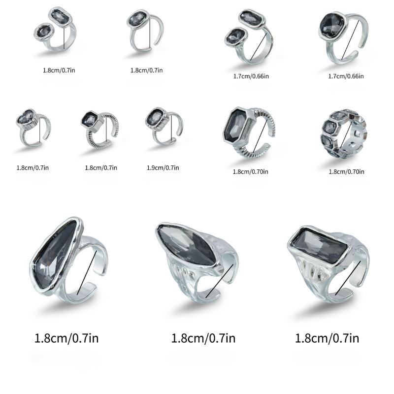 Minimalist Rhinestone Open Ring For Women Korean Fashion Geometry Adjustable Knuckle Ring Party Jewelry Lady Gift