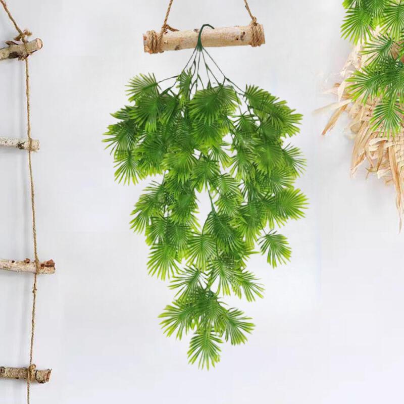 

Искусственные зеленые веерные растения, висячие украшения из ротанга, декор для окон, искусственные зеленые папоротники зелёный