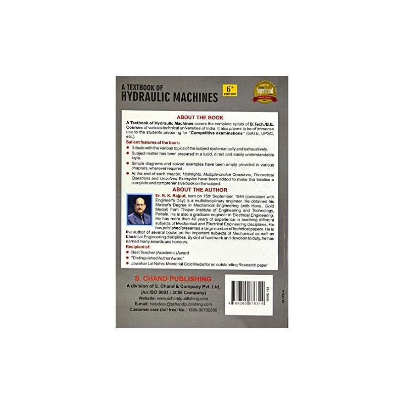 A Textbook of Hydraulic Machine (SI Units), 6th Edition