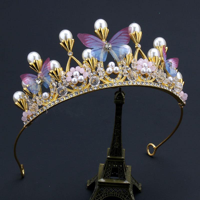 Alloy Butterfly Pearl Rhinestone Headband - Festival Costume for Kids