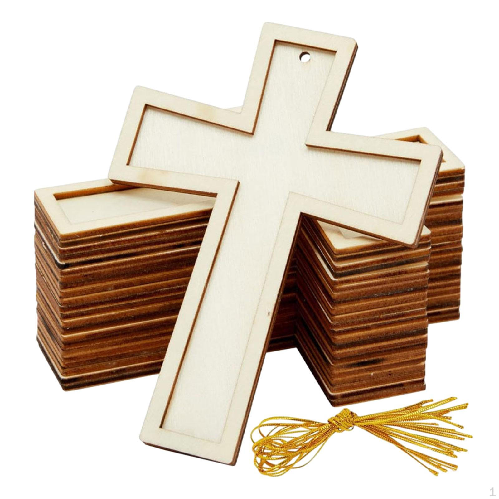 

10 Pack Small Cross Set for Crafts, Wooden Charms Christian Baptism, Easter, First