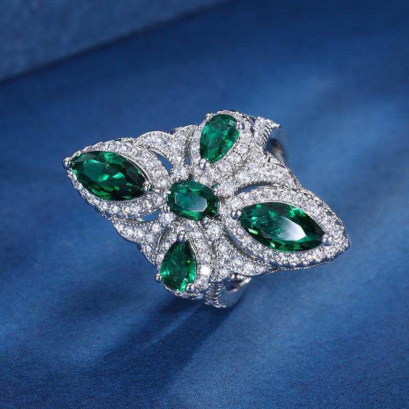 Jewelry Copper Bottom Gold Plated Women'S Pendant Ring Color Treasure Inlaid Simulation Color Treasure Creative Set