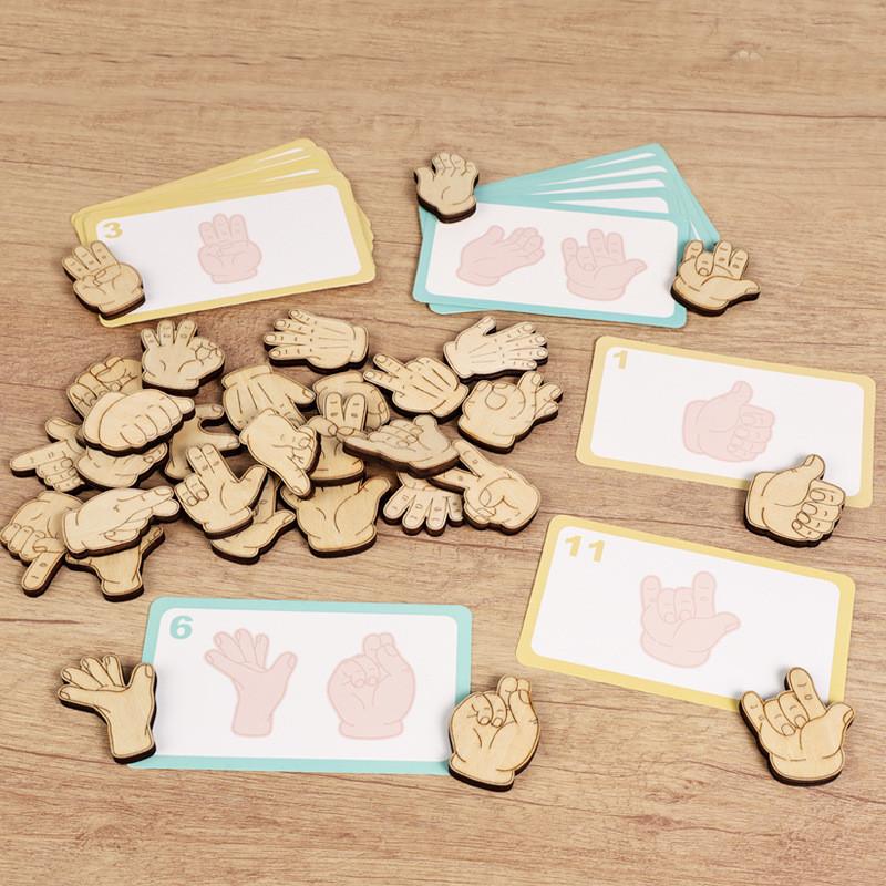 Wooden Gesture Shape Matching Blocks Educational Toy For Kids Learning And Development