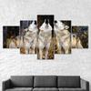 Wolf Pack Howling 5 Piece Five Panel Wall Canvas Print Modern Poster Pictures Home Decor Gift For Him For Her