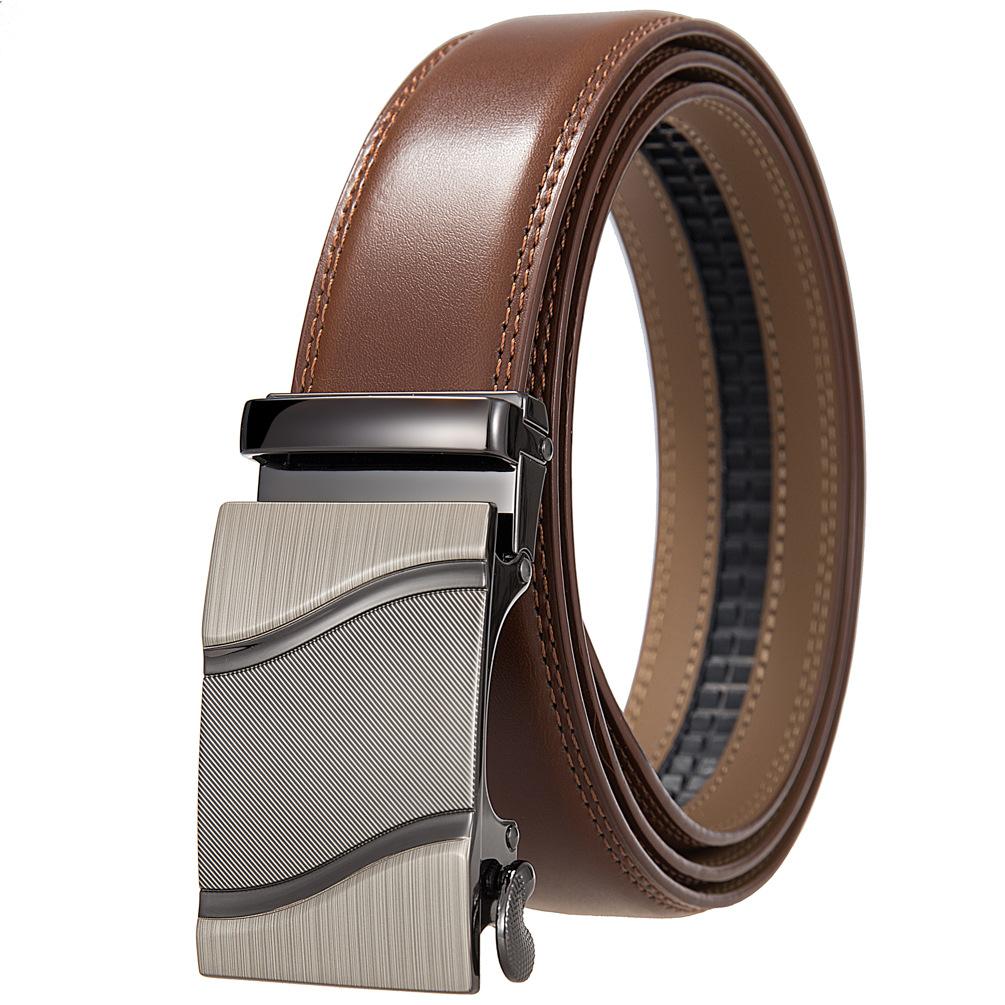 1Pcs Fashion Automatic Buckle Belt, Korean Version Of Men'S Belt, Two-Layer Cowhide Ly36-31703-1