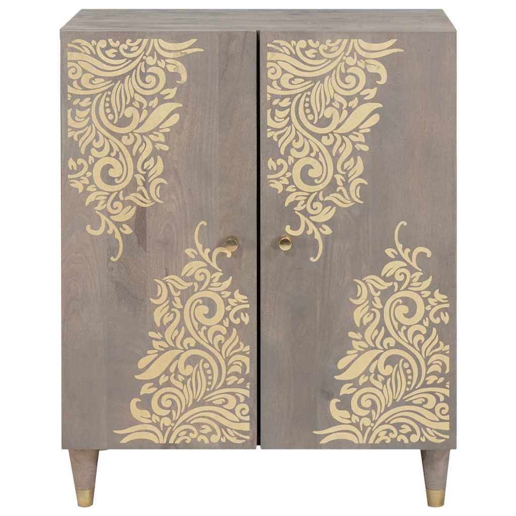 Sideboard Gray and Gold 60 x 33 x 75 cm Solid Mango Wood