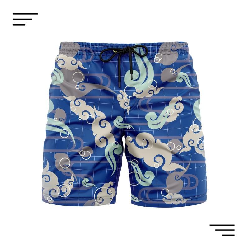 Mens Quick-Dry Beach Shorts With Digital Print Loose Fit Vacation Travel Sports