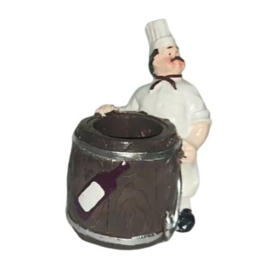Fat Chef Resin Figurine Toothpick Holder Resin Chef Statue Sculpture Home Cafe Restaurant Kitchen
