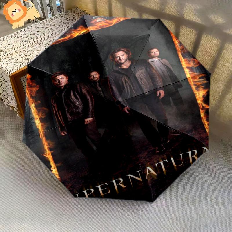 Supernatural: Shadows Flames Folding Umbrella Portable Travel Gift Umbrella Three Folds