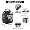 Black And White Flower Pattern Insulated Lunch Bag for Women Children Portable Food Boxes Thermal Lunch Box Tote
