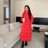New Winter Loose Hooded Cotton Jacket for Women's Extended Thickened Warm Cotton Jacket Over Knee Jacket