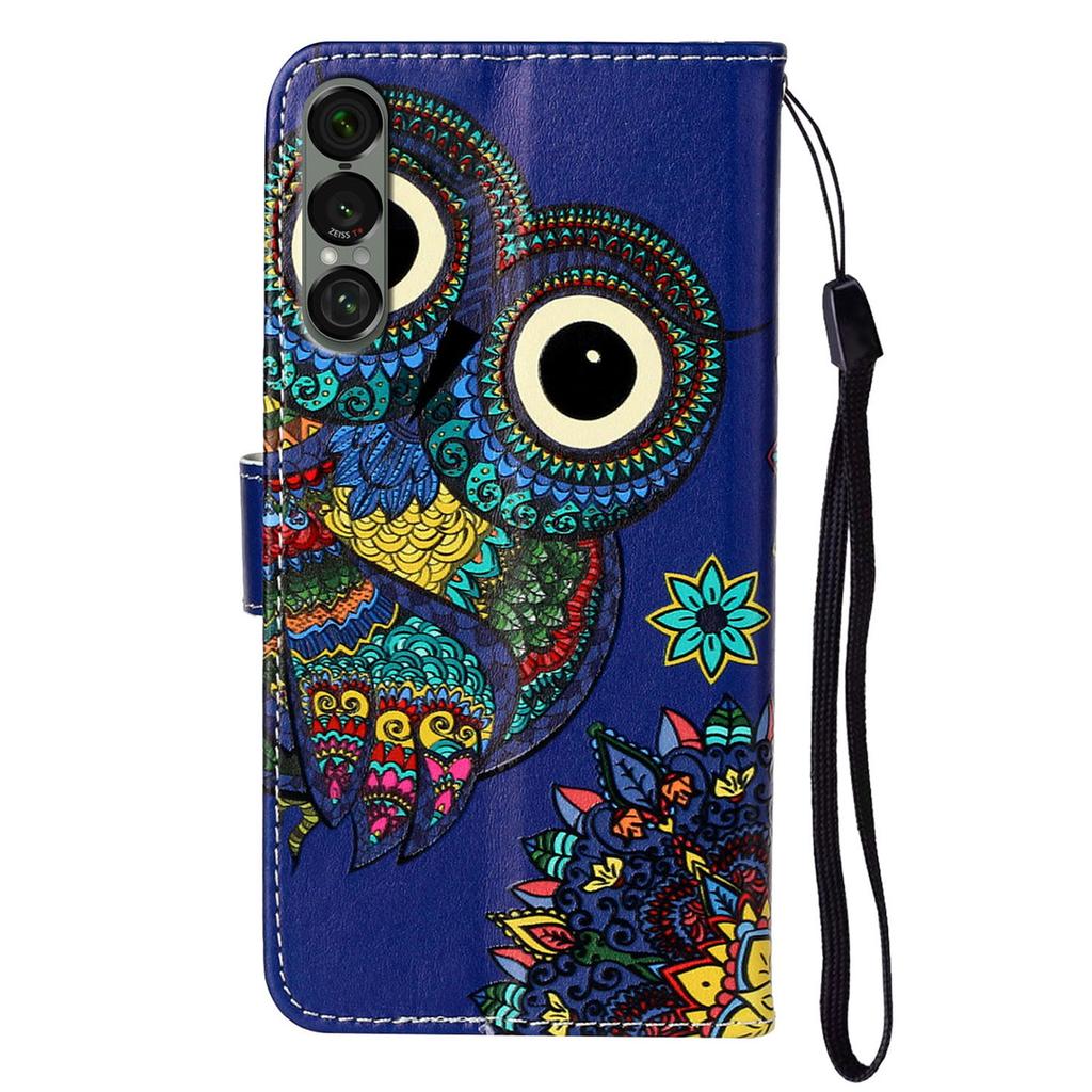 For Sony Xperia 1 VII Case Pattern Leather Wallet Phone Cover with Strap