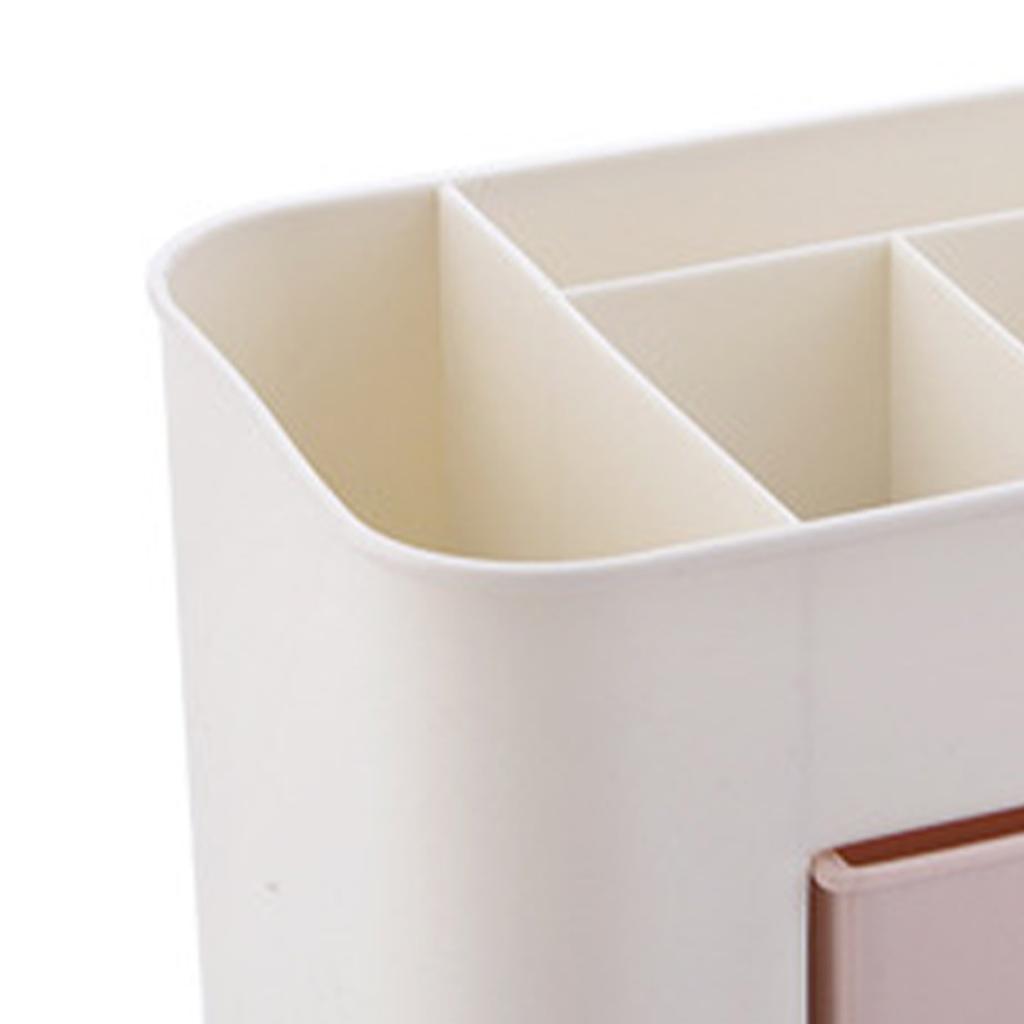 Cosmetics Makeup Organizer PP Multifunctional 6 Compartments Makeup Desk Organizer with Drawer Pink