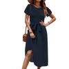 Women's Casual Round Neck Midi Dress Basic Classic Outdoor Everyday Short Sleeve Loose Dress