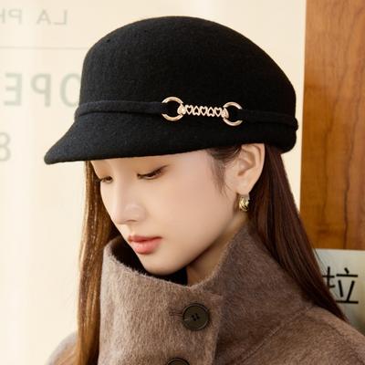 Hepburn Stijl Elegante Dames Wollen Bekkenhoed Wollen Hoge Hoed Mode Reishoed Bucket Hat