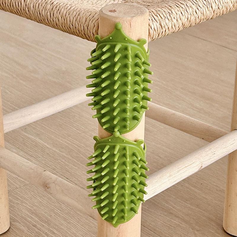 4pc Silicone Cats Massage Brushes Set Adjustable Furniture Mount Pet Grooming Tool Hair Collector