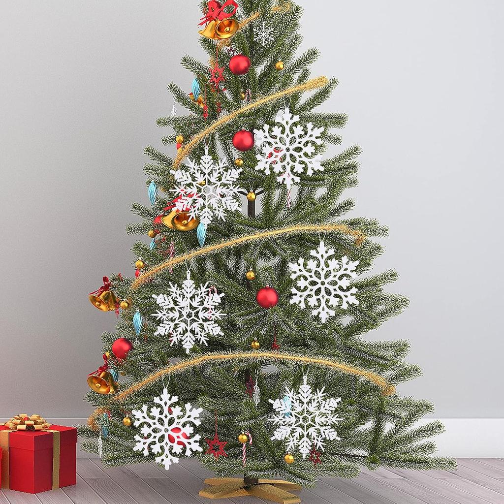 White Snowflake Ornaments, 6 Pack Large Plastic Snowflake Decorations Snowflakes Christmas Decorations, Hanging Snowflake Decorations for Winter