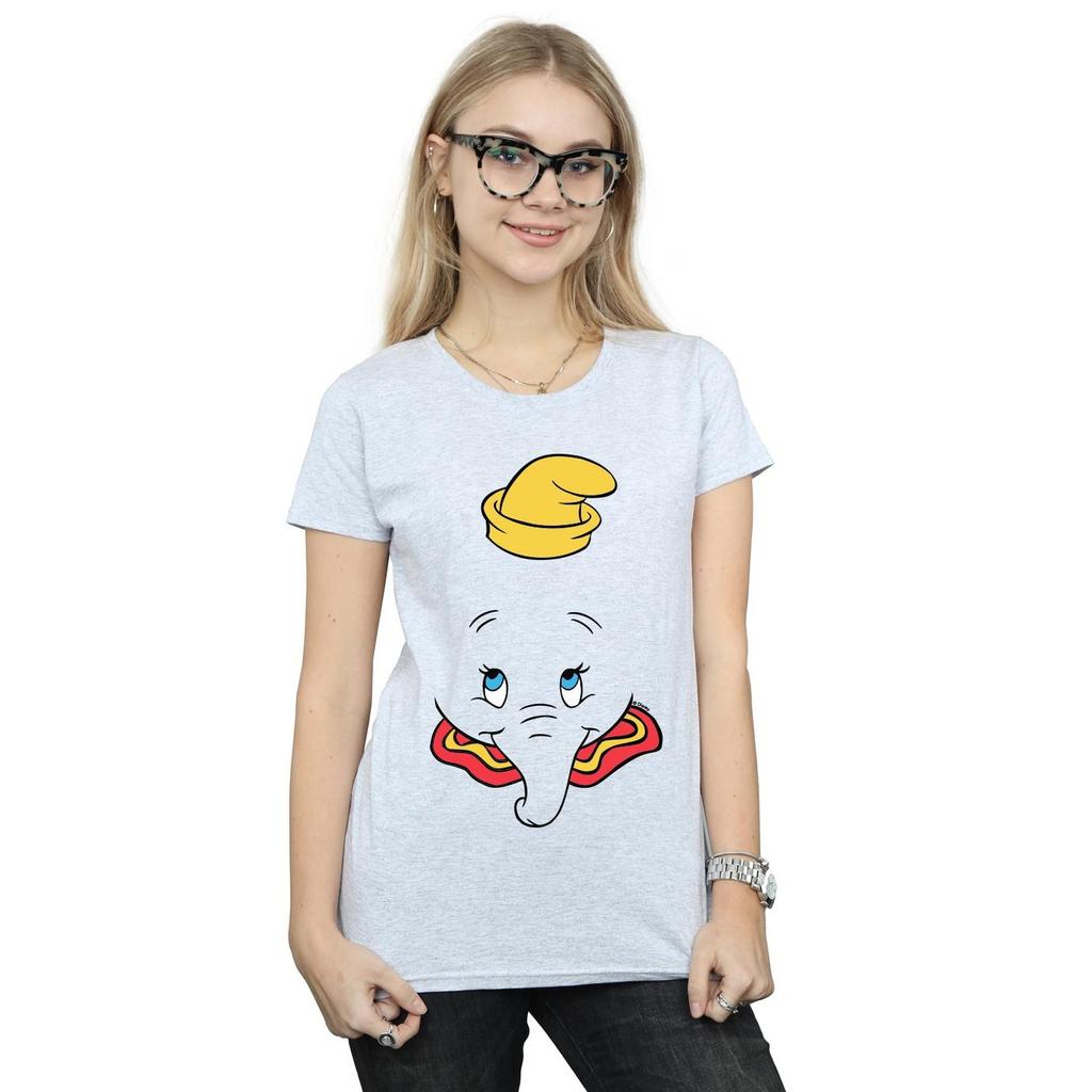 Disney Damen/Damen Dumbo Gesicht Baumwoll-T-Shirt