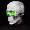Halloween Animated Talking Mask Glowing Green Eyes Skull Mask Animated Moving Jaw Skull Realistic Halloween Prop Full Head Halloween Skull Mask
