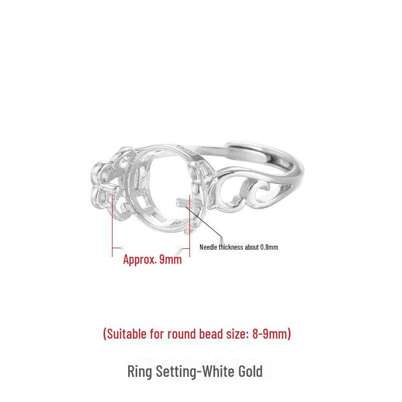 Elegant DIY Pearl Ring Setting for Women - Fits 8-9mm Beads and Stones
