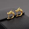 Personality Dragon Head Hoop Earrings for Men Women 18K Gold Dragon Earrings Gold Hoop Round Earring