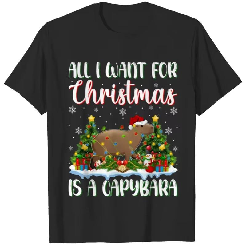 Cute Capybara Pattern T Shirts Funny Summer Short Sleeve Funny Animals Printed Tshirt Casual Oversized Men Women O Neck Tees