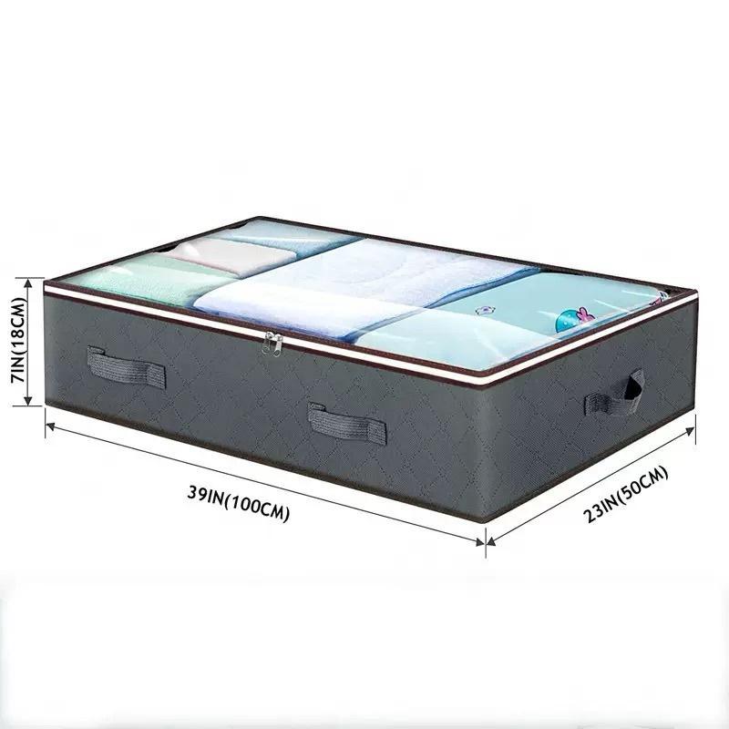 Confezione da 4 Contenitori Salvaspazio Sottoletto da 90L Contenitori Pieghevoli per Armadio Organizzatori Contenitori Sottoletto per Coperte Vestiti