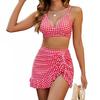 Set Bikini da Donna 2 Pezzi/Set Stampa Pois Scollo a V Reggiseno a Spallina Vita Alta Ruches Laterali Bordi Arricciati Costume da Bagno