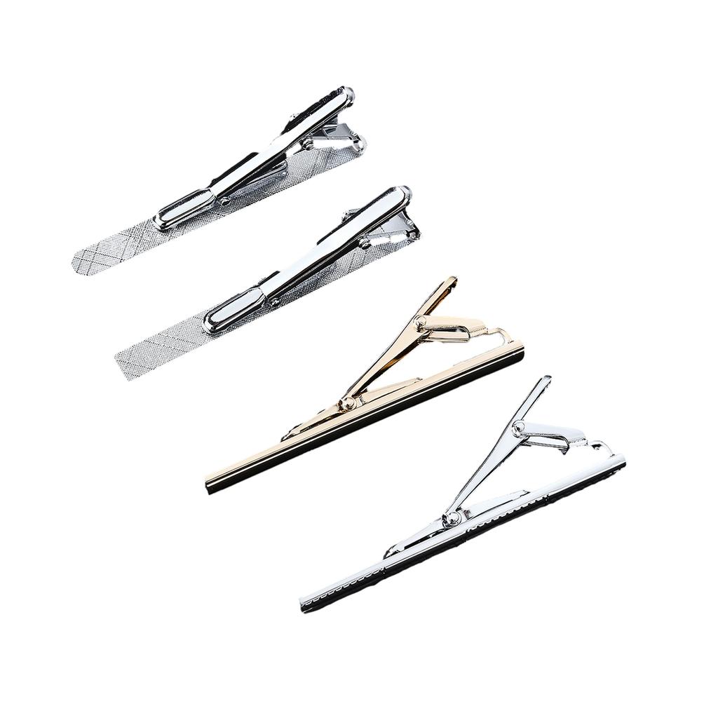 Elegant Tie Clip for Formal Event Men Business Suit Tie Clip Official Neck Tie Holder Tie Pins Gift Box Tie Bar 4Pieces