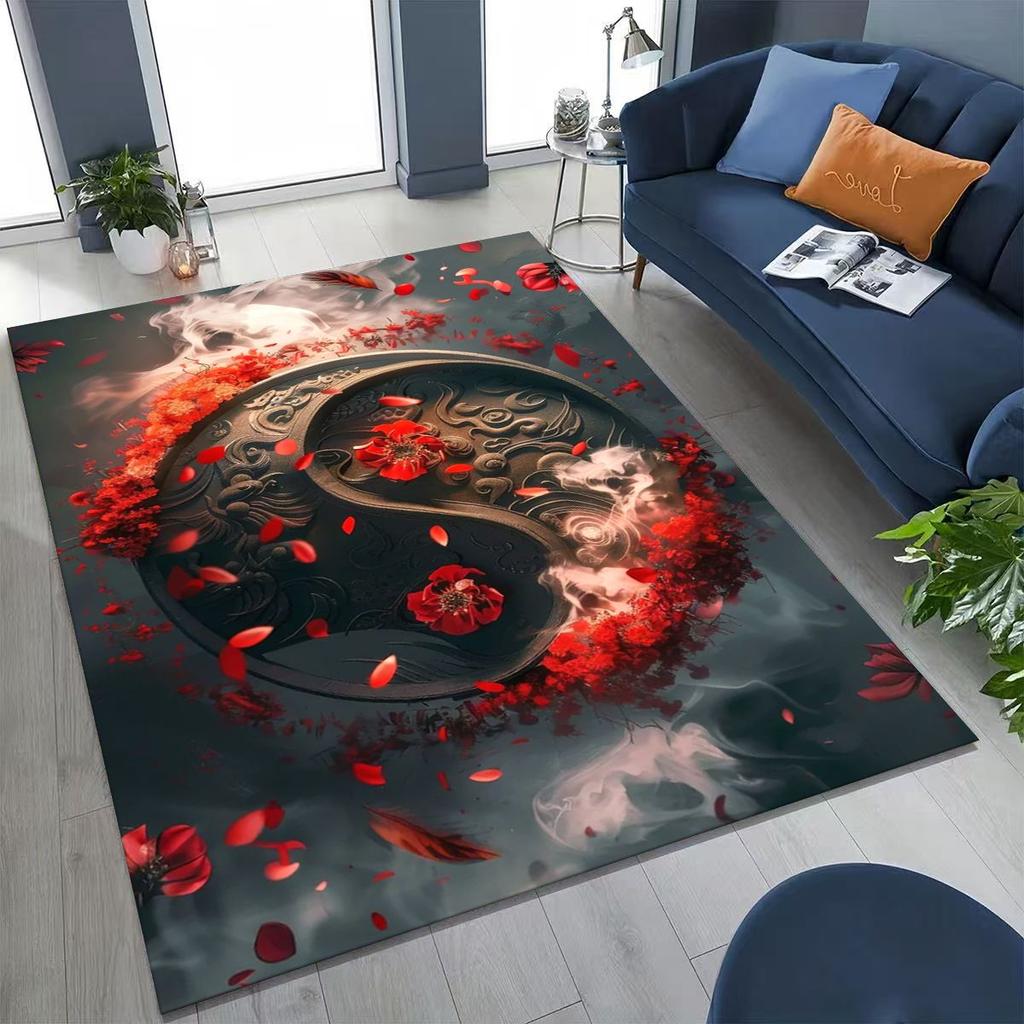 Nature Balance Yin Yang Tai Chi Black White Energy Rug for Bedroom Living Room Sofa Home Doormat Decor,Kids Non-slip Floor Mat