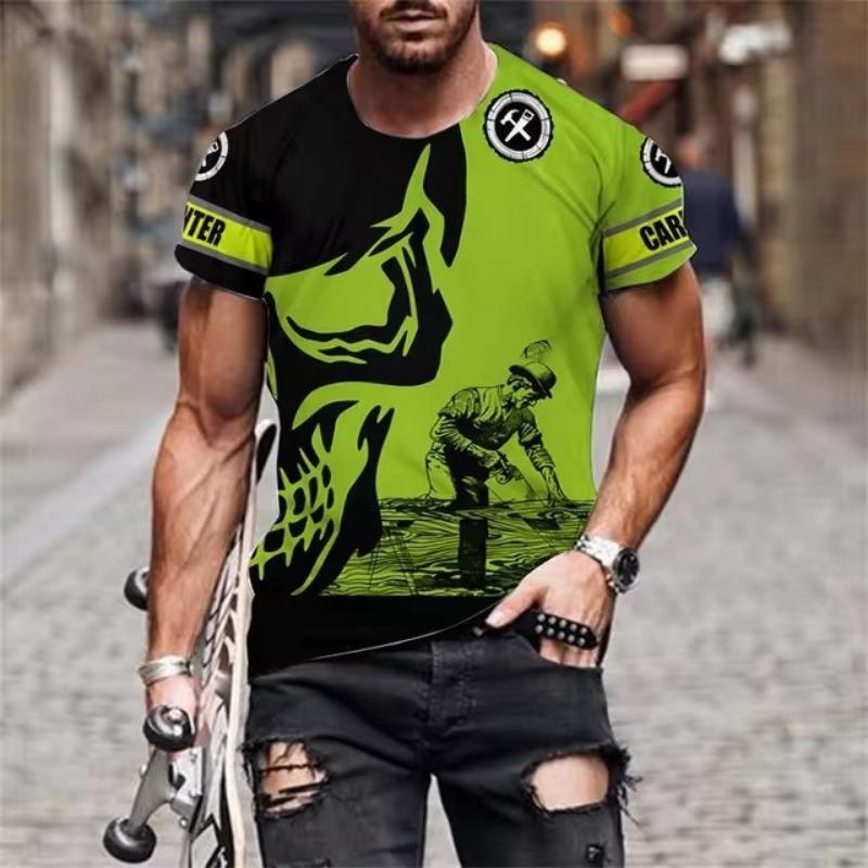 Carpenter Printed Men's 3D T-shirt Personalized Uniform Top Summer Casual Short Sleeved Sportswear