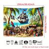 Vinyl Pirate Beach Backdrop - Pirate Ship, Parrot & Treasure Chest Photography Background