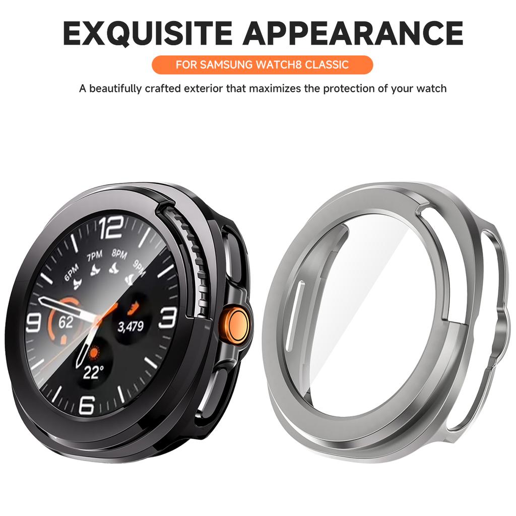 Glass+Case For Samsung Galaxy Watch 8 Classic Screen Protector Slim Shockproof Cover for Samsung Watch 8 46mm Tempered Bumper Case