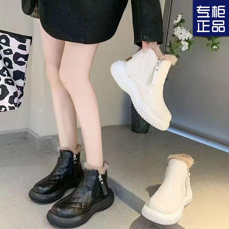 Iarnă nou cizme scurte lână îngroșată blană integrată pantofi de damă cizme de zăpadă pantofi scurți de bumbac termic pentru femei