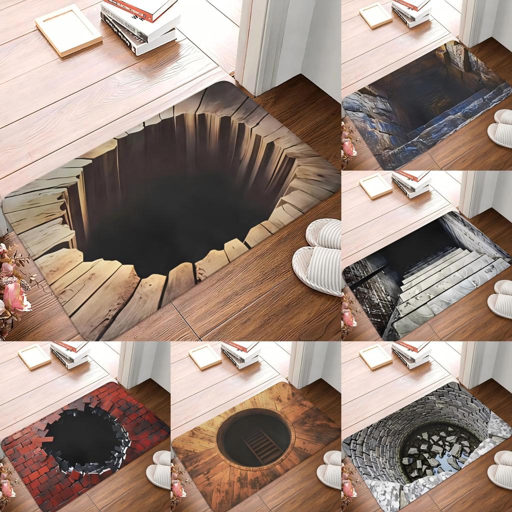 3D Illusion Depth Welcome Mat Non Slip Entrance Rug for Living Room Bedroom Kitchen Anti Dust Durable Floor Carpet Doormat