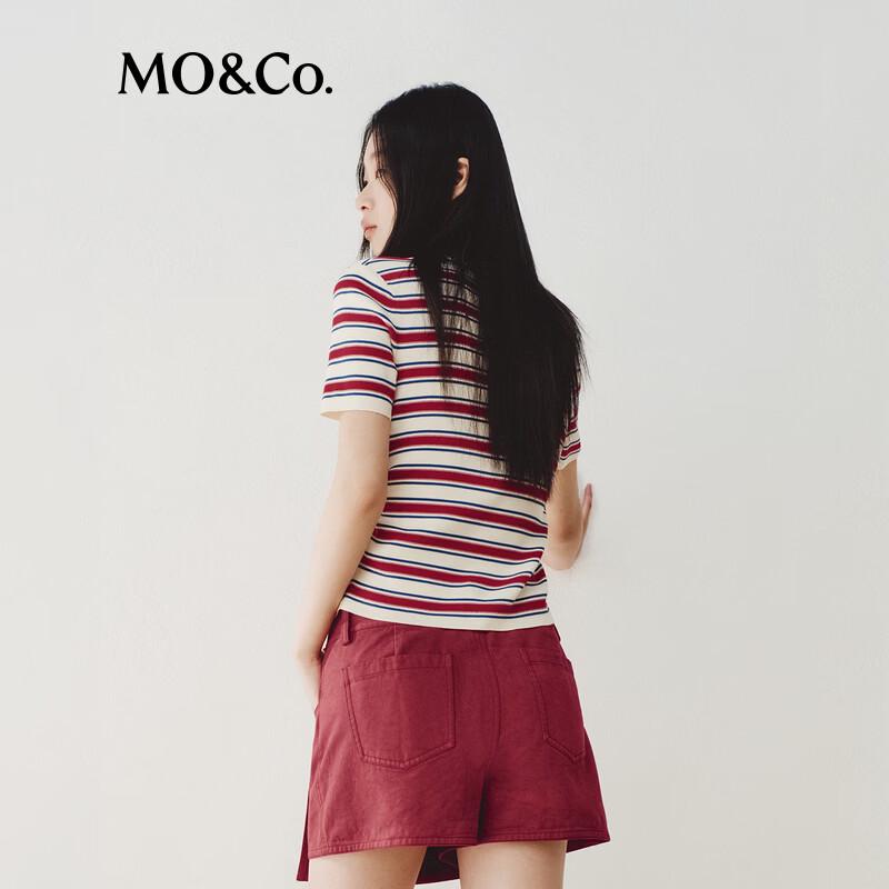 MO&Co. Active Striped Cotton-Silk Blend Knit Sweater