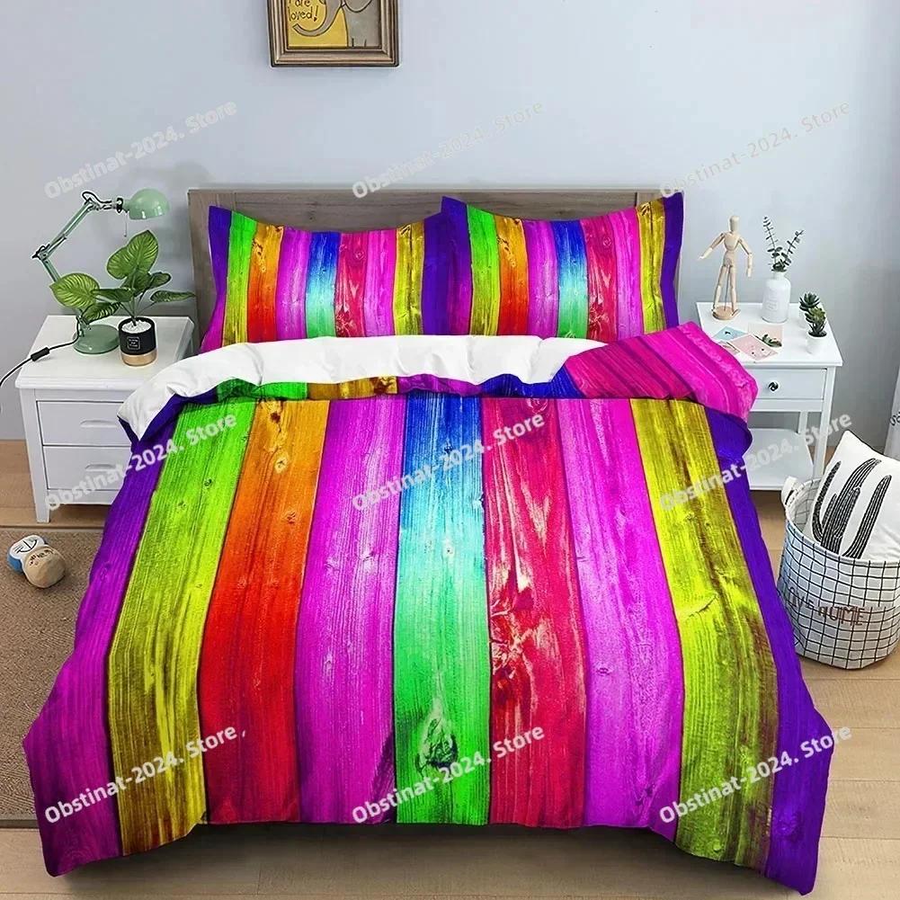 Top 3D Duvet Cover Set Abstract Bedding Set Luxury Rainbow Swirl Quilt Cover With Zipper Closure Queen Size Comforter Cover