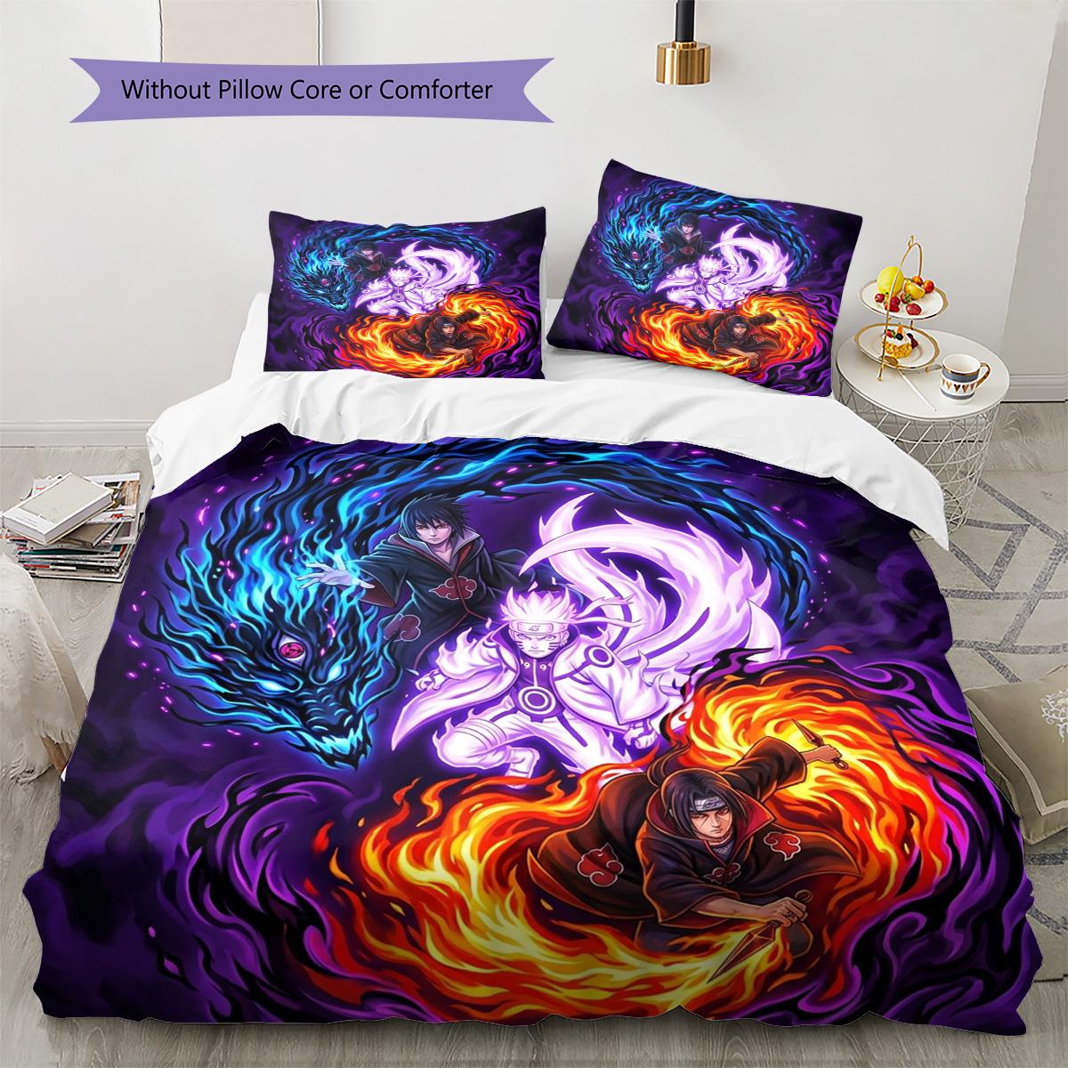

Naruto Pattern Bedding Quilt Set Quilt Cover Pillowcase Home Decoration Birthday Gift (1 * duvet cover + 2 * pillowcase, without core) 135x200cm