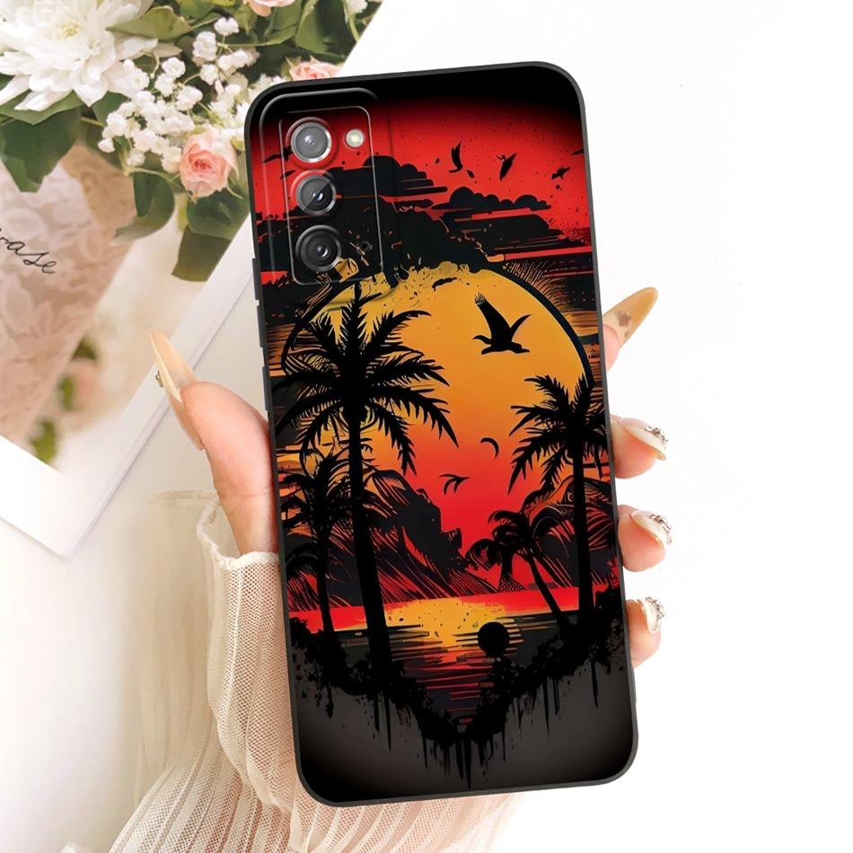 Pour Samsung Galaxy S20 S20+ S20FE Étui de téléphone Peinture Plage Crépuscule Mode Pour Samsung S 20 S20 FE 5G 4G Pare-chocs Souples en Silicone