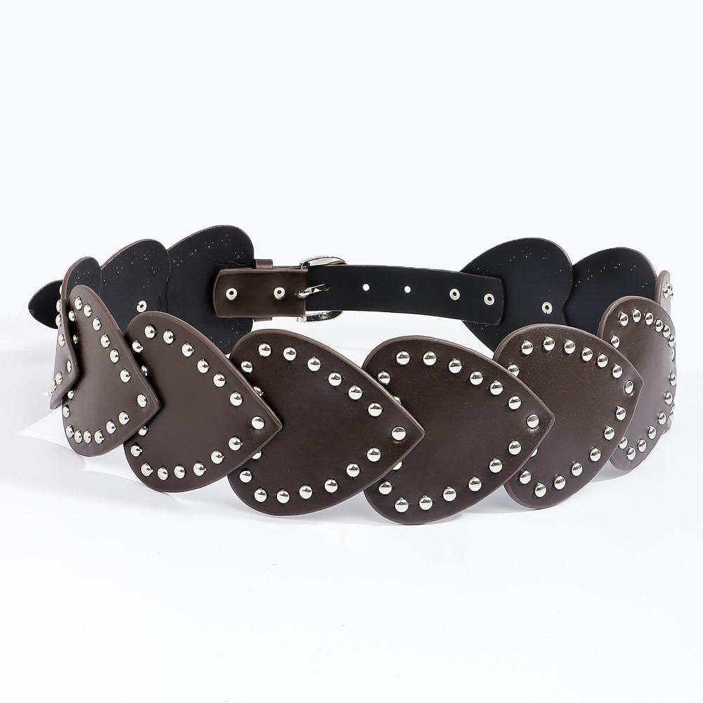 Punk Rivet Waist Belt Love Heart Dress Jeans Belt Vintage Wide Women's Belt  Streetwear