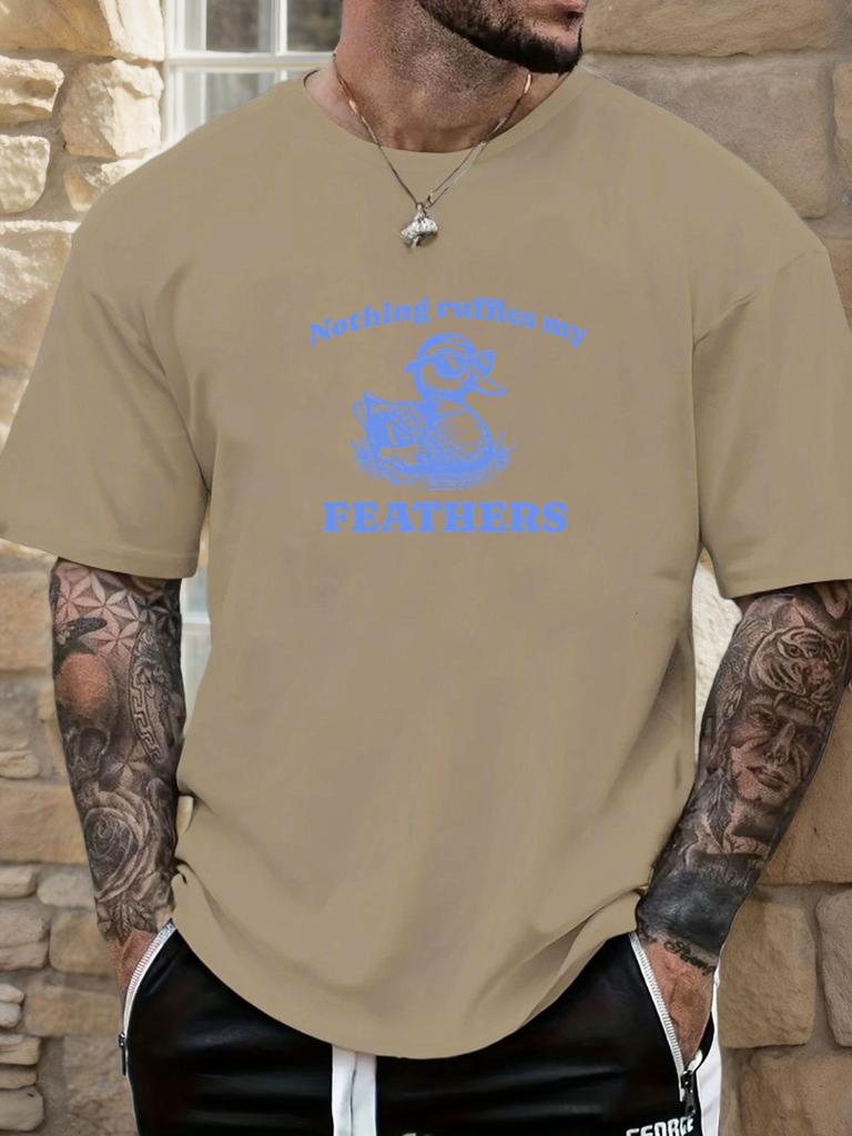 Mens Duck Graphic TShirt Nothing Ruffles My FEATHERS Cotton Short Sleeve Breathable Comfort Fit Soft Light Casual Daily Top