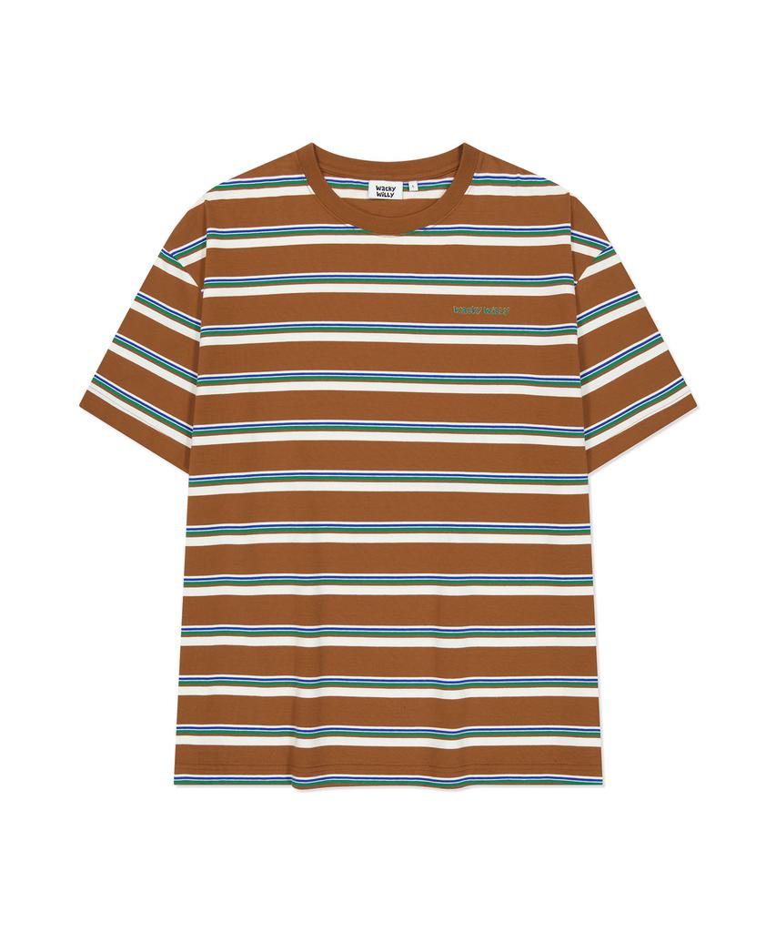Wacky Willy Multi-Stripe Short Sleeve T-Shirt Brown