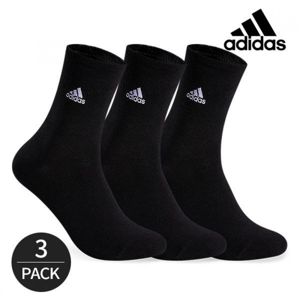

Adidas Men s Simple Plain Embroidery Mid neck Socks 3P BK P323613843