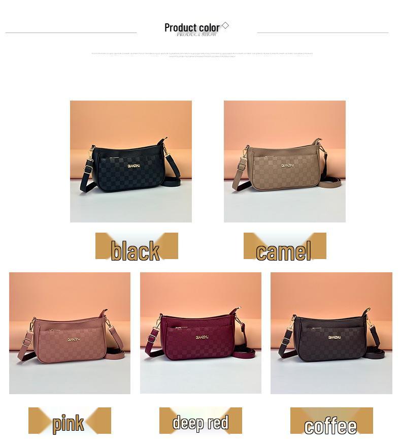 2026 Women's Versatile Plaid Crossbody Moon Bag - Large Capacity, Stylish for Middle-aged