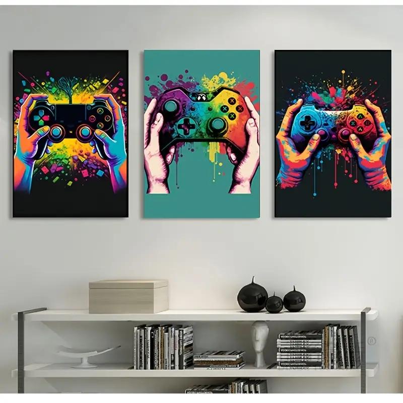 3pcs/set Gaming Graffiti Gamepad Earphone Funny Wall Art Canvas Poster Gamer Room Wall Decor Prints Modern Living Room Posters
