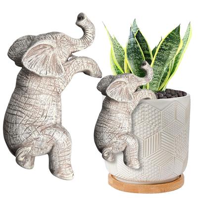 Carino Elefante Rampicante Portafiori in Resina Abbracciato Affascinante Statuetta per Decorazioni Balcone Terrazza Giardino e Miglioramenti del Cortile