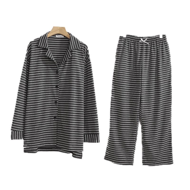 Herbst Übergröße Extragroß Bequem Re Baumwolle Damen Schlafanzug für Spaziergänge im Freien